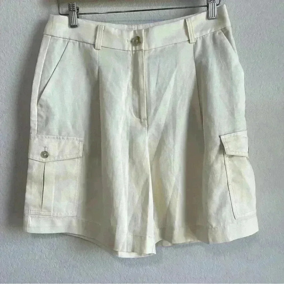 LOFT Women’s Beige Casual Linen Blend Utility Shorts Size 2 - Picture 1 of 6